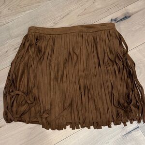 BB Dakota Chocolate Fringe Skirt